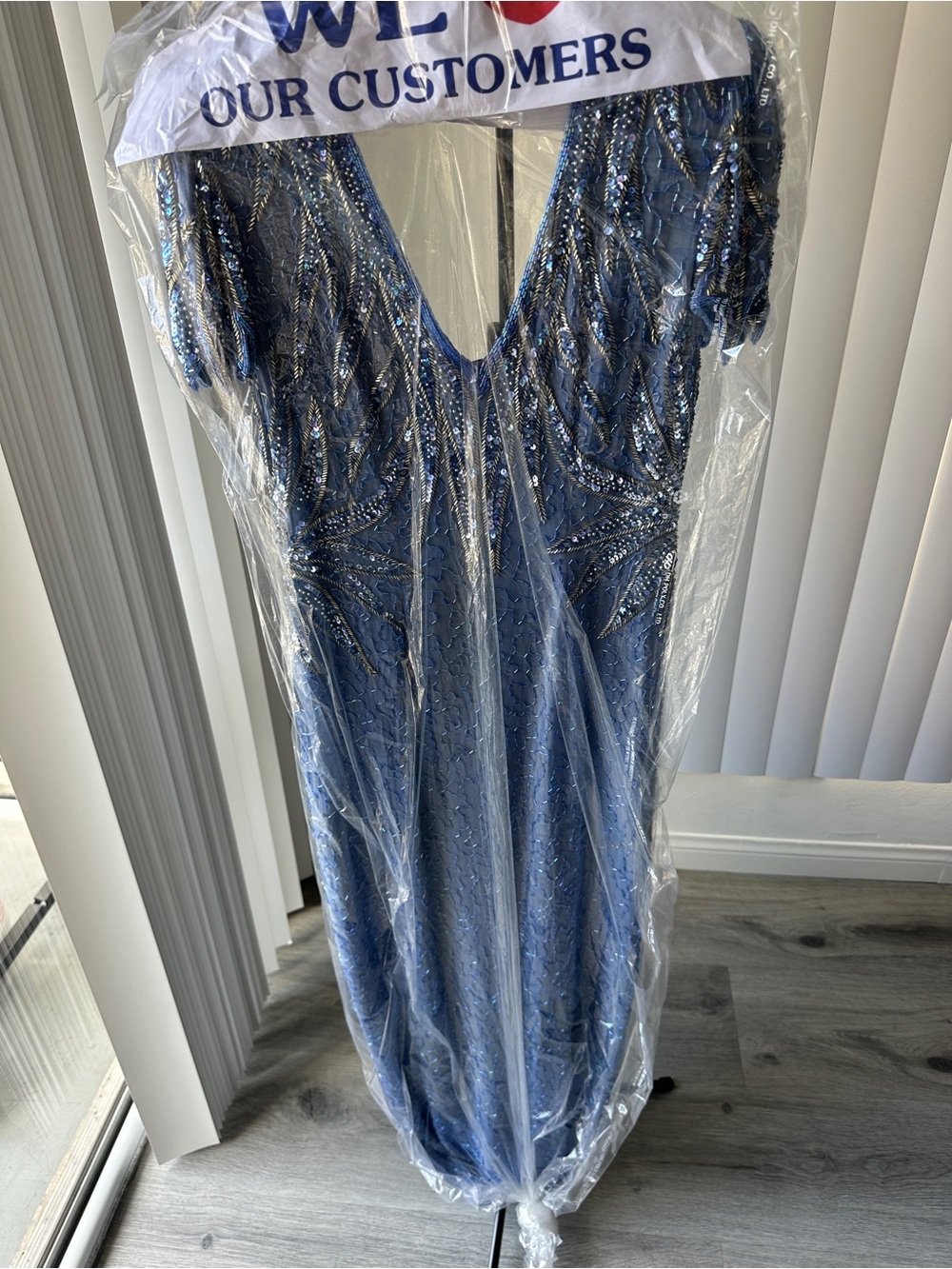 Beaded Light Blue Evening Gown